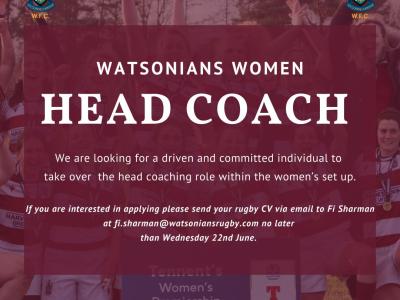 Vacancy - Women's XV Head Coach